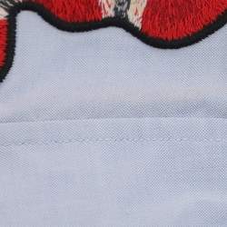 مملوكة مسبقًا قميص غوتشي "دوك" بيّاقة مطرزة ثعبان قطن أزرق مقاس متوسط (ميديوم)