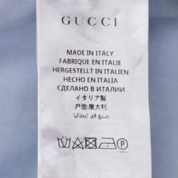 مملوكة مسبقًا قميص غوتشي "دوك" بيّاقة مطرزة ثعبان قطن أزرق مقاس متوسط (ميديوم)