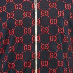 مملوكة مسبقًا Gucci Navy Blue GG Jacquard Cotton Knit Zip-Up Jacket XL