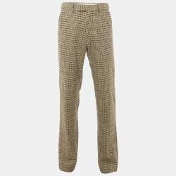 Pre Owned Gucci Brown Checks Wool Straight Leg Trousers M