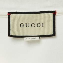 Pre Owned Gucci White Original Logo Print Cotton Oversize T-Shirt M