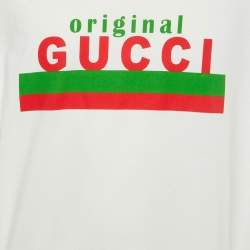 Pre Owned Gucci White Original Logo Print Cotton Oversize T-Shirt M
