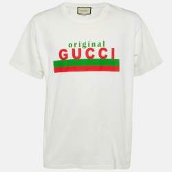 Pre Owned Gucci White Original Logo Print Cotton Oversize T-Shirt M