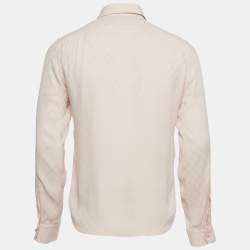 Pre Owned Gucci Pink GG Jacquard Silk Long Sleeve Shirt M