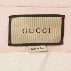 Pre Owned Gucci Pink GG Jacquard Silk Long Sleeve Shirt M
