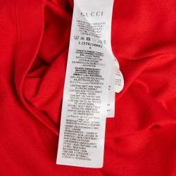 Pre Owned Gucci x Adidas Red Cotton Pique Polo T-Shirt L