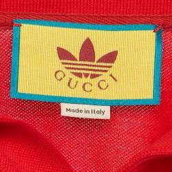 Pre Owned Gucci x Adidas Red Cotton Pique Polo T-Shirt L