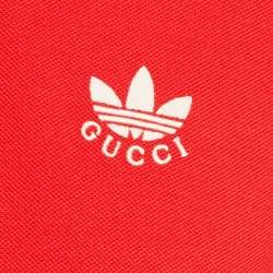 Pre Owned Gucci x Adidas Red Cotton Pique Polo T-Shirt L