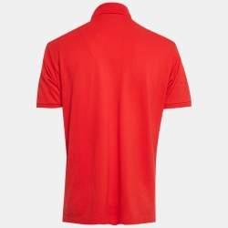 Pre Owned Gucci x Adidas Red Cotton Pique Polo T-Shirt L