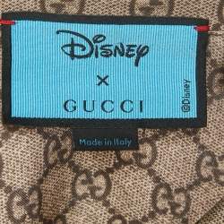 Pre Owned Gucci X Disney Brown GG Donald Duck 'Flash' Print Silk Bowling Shirt XS