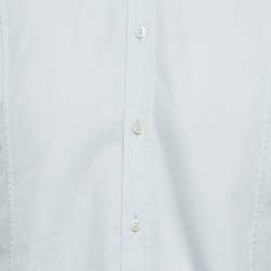 Pre Owned Gucci Blue Cotton Herrignbone Long Sleeve Shirt L