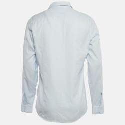 Pre Owned Gucci Blue Cotton Herrignbone Long Sleeve Shirt L