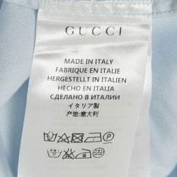 Pre Owned Gucci Blue Cotton Herrignbone Long Sleeve Shirt L