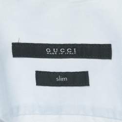 Pre Owned Gucci Blue Cotton Herrignbone Long Sleeve Shirt L