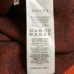 Pre Owned Gucci Orange GG Jacquard Wool Cardigan S