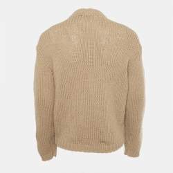 Pre Owned Gucci Beige Logo Intarsia Wool Jumper XS