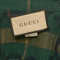 Pre Owned Gucci Green/Blue Jumbo GG Wool Long Sleeve Shirt S