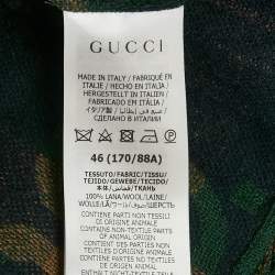 Pre Owned Gucci Green/Blue Jumbo GG Wool Long Sleeve Shirt S