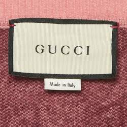 Pre Owned Gucci Pink GG Jacquard Wool V-Neck Sweater M