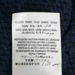 Pre Owned Gucci Navy Blue Web Intarsia Cable Knit Cardigan XL