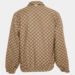 Pre Owned Gucci Blue/Beige SS Canvas and Synthetic Reversible Jacket S