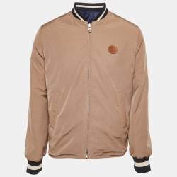 Pre Owned Gucci Blue/Beige Jumbo GG Nylon Reversible Jacket S
