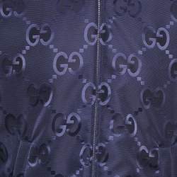 Pre Owned Gucci Blue/Beige Jumbo GG Nylon Reversible Jacket S