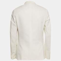 Pre Owned Gucci White Textured Cotton Regular Fit Suit XL
