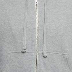 Pre Owned Gucci Grey Web Trim Cotton Zip-Up Hoodie XS