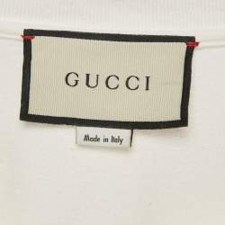 Pre Owned Gucci White Cotton Deer& GG Patch T-Shirt M