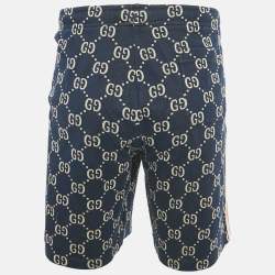 Pre Owned Gucci Navy Blue GG Jacquard Cotton Web Striped Shorts XXL