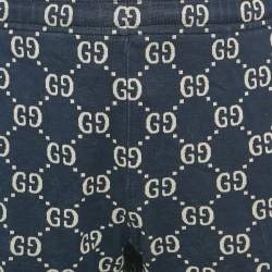 Pre Owned Gucci Navy Blue GG Jacquard Cotton Web Striped Shorts XXL