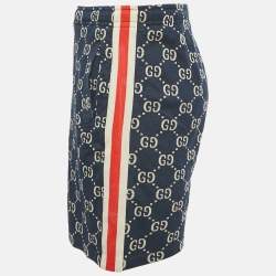 Pre Owned Gucci Navy Blue GG Jacquard Cotton Web Striped Shorts XXL