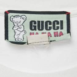 Pre Owned Gucci Ha Ha Ha White Printed Jersey T-Shirt XL