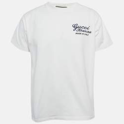 Pre Owned Gucci White Firenze Embroidered Cotton T-Shirt XS