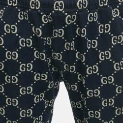 Pre Owned Gucci Navy Blue GG Jacquard Track Pants XL