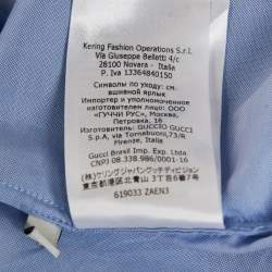 Pre Owned Gucci Light Blue Logo Embroidered Cotton Oversized Script Bowling Shirt M