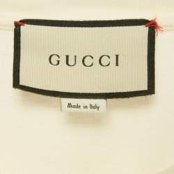 Pre Owned Gucci Cream Logo Band Print Cotton T-Shirt XL