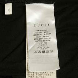 Pre Owned Gucci Black Logo Print Cotton T-Shirt S 