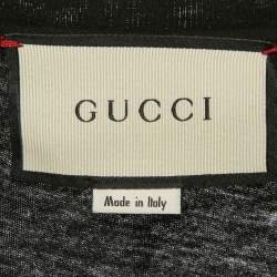 Pre Owned Gucci Black Logo Print Cotton T-Shirt S 