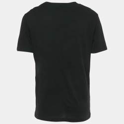 Pre Owned Gucci Black Logo Print Cotton T-Shirt S 