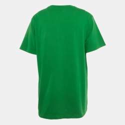 Pre Owned Gucci Green Logo Print Jersey Crew Neck T-Shirt XL