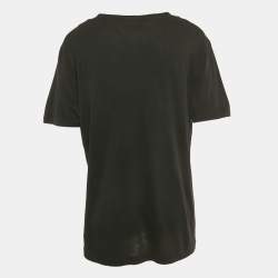 Pre Owned Gucci Black Vintage Print Cotton T-Shirt L