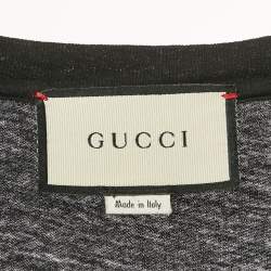 Pre Owned Gucci Black Vintage Print Cotton T-Shirt L