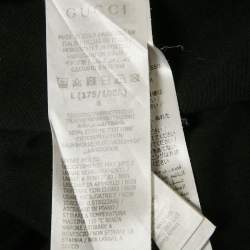 Pre Owned Gucci Black Logo Print Jersey Crewneck T-Shirt L