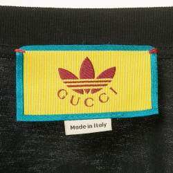 Pre Owned Gucci Black Logo Print Jersey Crewneck T-Shirt L