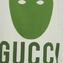 Pre Owned Gucci Cream Printed Jersey T-Shirt M