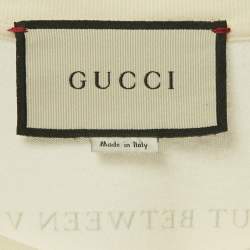 Pre Owned Gucci Cream Printed Jersey T-Shirt M