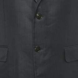 Pre Owned Gucci Navy Blue Striped Wool Blend Blazer & Pants Set L