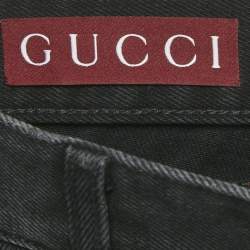 مملوكة مسبقًا Gucci Black Denim Straight Leg Jeans L/Waist 35"
